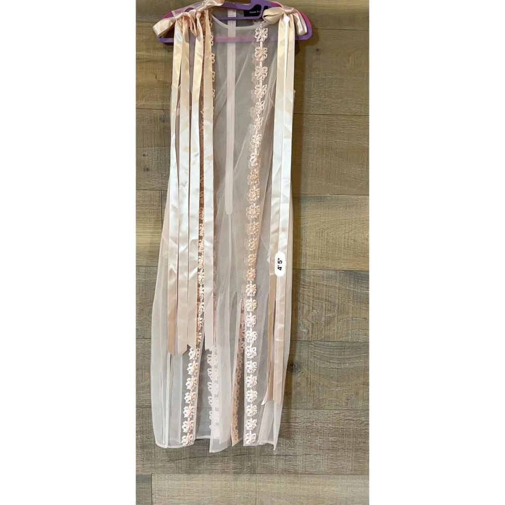 Simone Rocha pale pink ribbon-trimmed sleeveless midi dress size US 0 NWOT - Picture 7 of 11
